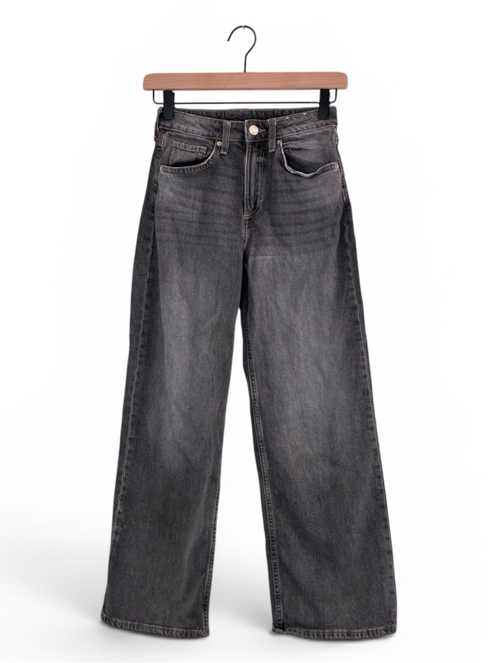 H&M | Like new gray full length wide leg  baggy adjustable jeans girls size 12